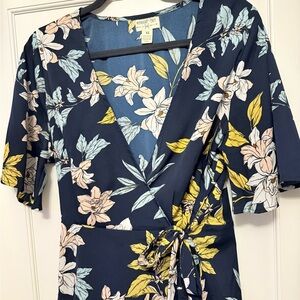 Floral Wrap Top Blue Floral Silky